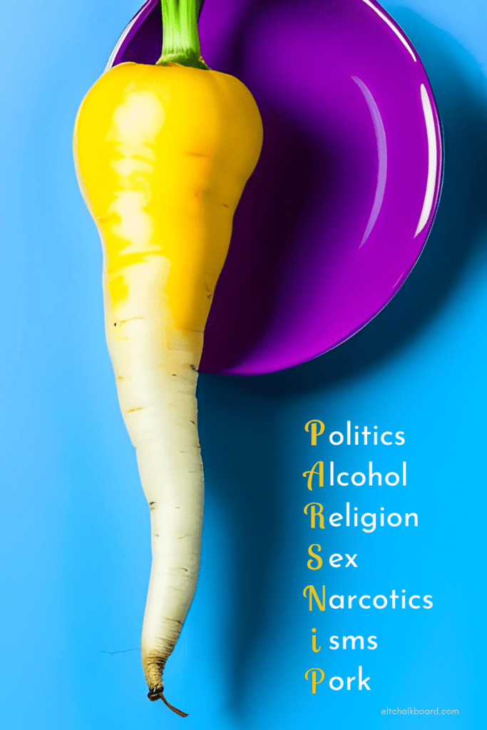 A parsnip visual depicting the acronym in ELT context.